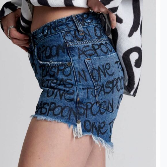 One-Teaspoon Bonitas High Waist Denim Shorts - Rosewood Sz 32 - Picture 6 of 11